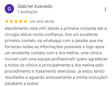 Avaliação de Gabriel Azevedo no Google, 5 estrelas